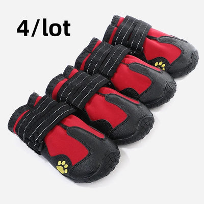 Waterproof Dog Boots Warm Snow 4pcs/set Pet Dog Shoes Reflective Rain Pets Booties Anti-slip Socks Footwear For Medium Large Dog